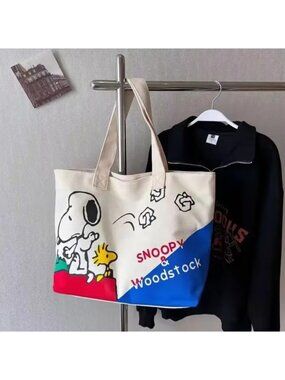 Snoopy & Woodstock Canvas Tote Bag – Cute Women's Everyday Shoulder Bag